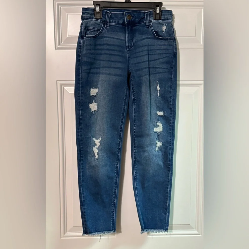 Justice Jeans Girls Youth Size 14 Dark Wash Jegging Distressed Casual
